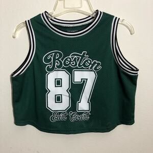 Green Boston 87 East Coast Orange Kiss Crop Top Sz Small